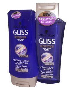 Duo Schwarzkopf Gliss Hair Repair Ultimate Volume Shampoo and 