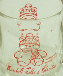 Mistletoe Bear Glass Mug Libby Marshall Field Christmas Santa Bear 