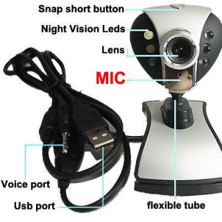 Newly listed New Silver USB 30.0M 6 LED WEBCAM CAMERA WEB CAM MIC FOR 