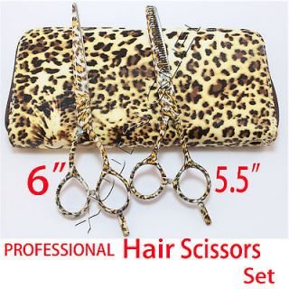 NEW Prof. 5.5/6 Leopard Salon Barber Scissors set Hair cutting 