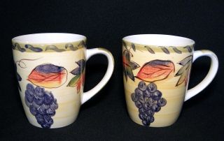 Alco Industries Grapes and Leaves 2 Mugs Handpainted 10% DISCOUNT