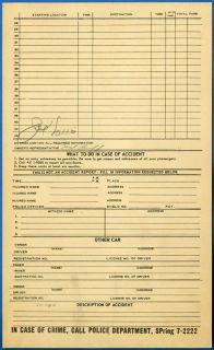 Joe Louis Vintage Signed New York City Cab Drivers Log Sheet