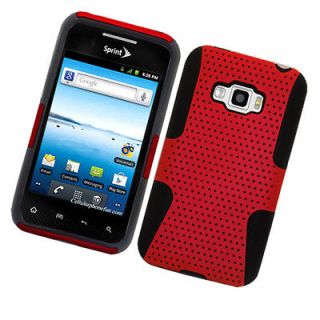 For LG Optimus Elite/LS696 HYBRID Silicone/Hard Net Case Black/Red