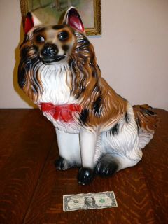 VINTAGE LARGE 20 PAINTED CARNIVAL CHALK FIGURE, COLLIE LONG HAIRED 