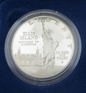 1986 S Statue of Liberty ( PROOF ) Ellis Island Silver Dollar