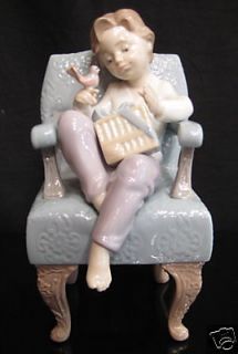 Lladro An Unexpected Gift Boy Chair Bird Retired BNIB 6510