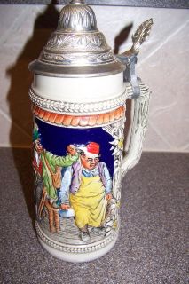 Vintage Gerz Lidded Stein Germany Einvolles Glas Desgastes Spass