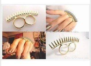 Fashion Retro Bronze Double Loop Two Fingers Gears Comb Ring Size 6/7