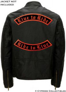  BIKER PATCHES   LIVE TO RIDE / RIDE TO LIVE embroidered BLACK ORANGE