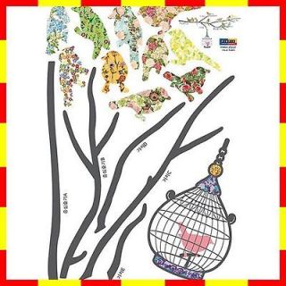 073 BIRD & CAGE Wall Paper Decal Deco Mural Sticker ★★