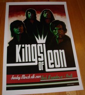 KINGS OF LEON concert gig poster 3 8 09 PERTH AUSTRALIA