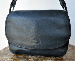 Longchamp Paris Vintage Leather Cross Body Satchel Shoulder Bag Purse 