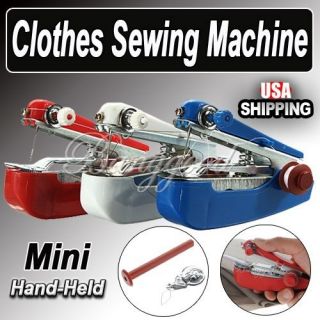 Mini Hand Held Portable Cordless Clothes Fabrics Sewing Machine Stitch 