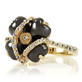 Kristen Stewarts Designer Inspired Flower Ring Black and Gold 