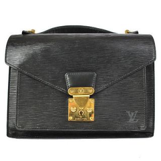 Authentic Louis Vuitton Epi Monceau Hand Bag Black Epi Leather M52112 