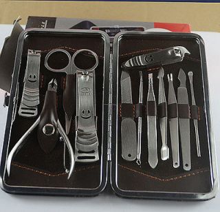 Manicure Set 12pc in 1 Nail Clipper Earpick Grooming Pedicure kit Man 