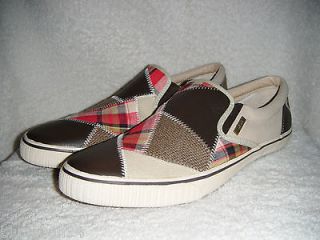 Margaritaville CAY SLIP ON LOAFERS Patchwork Plaid & Leather Shoes Men 