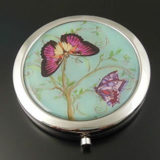   Plated Iron Vintage Adorable Butterfly Painting Compact Makeup Mirrors