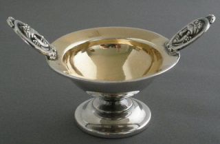 Albert Coles Coin Silver Double Medallion Head Footed Salt Dish C 