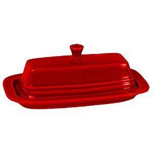 Covered Lid Butter Dish Holder Refrig, Red NEW