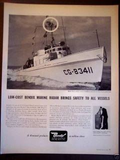 1956 Bendix Marine Radar for U.S. Coast Guard Boats Ad