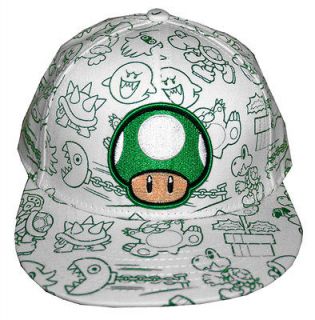 Mario Bros Nintendo One Up Green Mushroom Emroidered Logo Boys Youth 