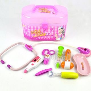 Pink 8 Piece Simulation Medical Doctor Role Play Kit + Carry Case for 