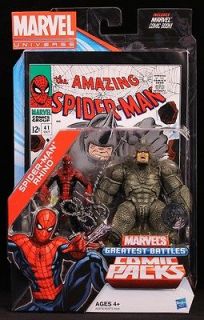 2012 HASBRO MARVEL UNIVERSE COMIC 2 PACK SPIDER MAN VS. RHINO   TRS 