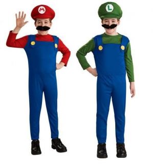 Childrens Mario and Luigi Costumes  S,M,L