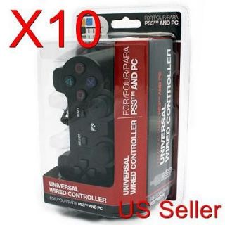 10X NEW Wired USB Game Controller For Sony PS3 And PC Black
