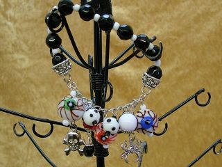 New D Halloween Glass Beaded Eye Balls Spider Skull Lamp Work Bracelet