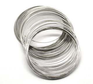200 Loops Silver Tone Memory Beading Wire 70mm 75mm Dia.