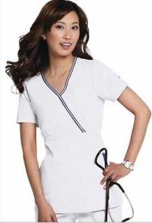 NWT Koi Medical Uniforms Ali 162 Mock Wrap WHITE Scrub Top XS 3XL
