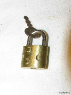 Vintage Old Small Lock Marked S With Half Moons & 1 Key