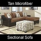 Tan Microfiber Fabric Sectional Couch Sofa Set F7458 F7457 Modern 