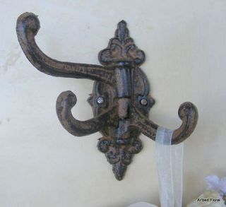 Three Hook Victorian Swivel Coat Hanger Cast Iron Wall