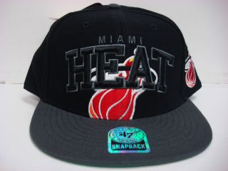 Miami Heat 47 Brand Cap Flat Brim Snapback Black Blockhouse Hat