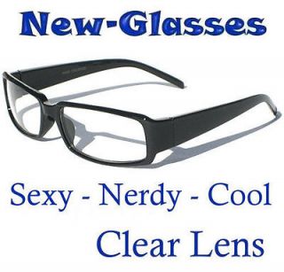   NERDY GEEK TEACHER STUDENT CLEAR LENS GLASSES Specs Black Frame NEW
