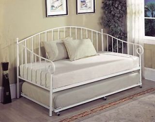 White Metal Twin Size Day Bed (Daybed) Frame With Metal Slats ~New~
