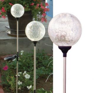 Color changing Crackle glass Ball Solar lights set of 3 Glass Balls of 
