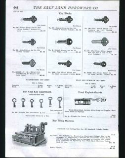 1925 AD Corbin Key Filling Machine Cutting Cutter