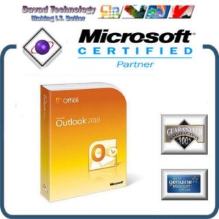 Sealed Microsoft Office Outlook 2010 2 PCs 32 & 64 bits Commercial