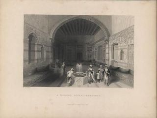 Turkish Divan Damascus 1840s original antique print by WH Bartlett