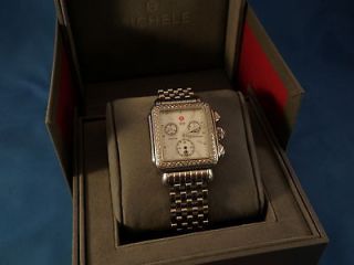   AND 100% AUTHENTIC MICHELE DECO DIAMOND WATCH ON STAINLESS BRACELET