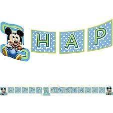 1st Birthday Mickey Mouse Jointed Banner Mickey Baby Party Decoration 