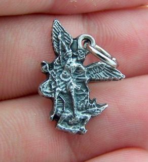 Saint St Michael Protector Silver P Medal Pendant Italy