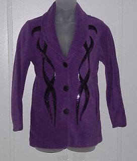 Bob Mackie Twisted Spangle Fleece Topper w/Shawl Collar Size XL Purple