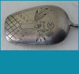   84 silver 5 5/8” Tea Caddy Spoon SHOVEL SHAPE hand engraved no mono