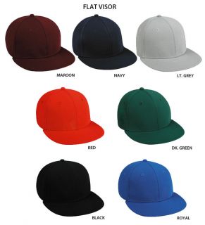   FLAT BILL CAP/HAT. 7 COLORS, 3 YOUTH/ADULT FLAT BRIM CAPS/HATS SIZES