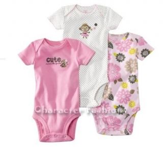   12 18 24 Month GIRLS Infant Shirt Bodysuit Set Outfit MONKEY